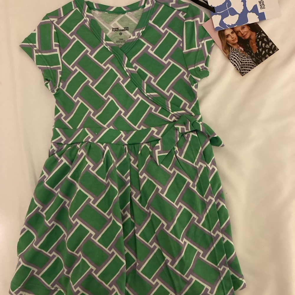 DVF Toddler Green Faux Wrap Dress- NWT 18M